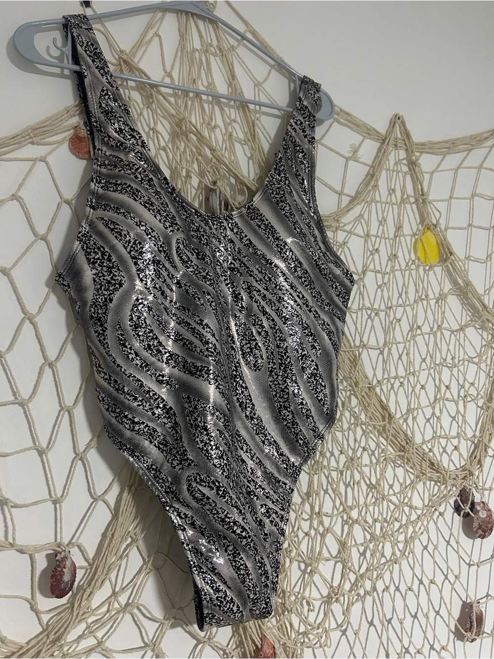 NWT Black/Silver Sparkly Swimsuit, Size Large
